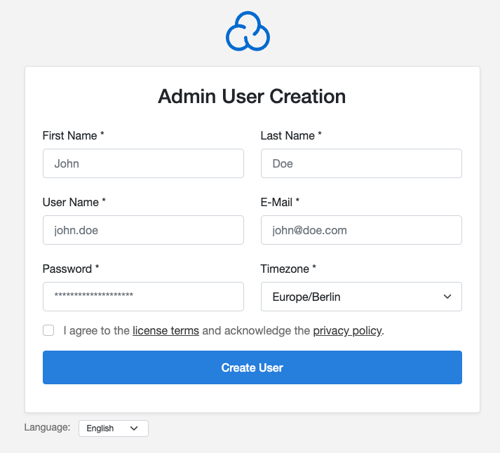 Admin User Creation