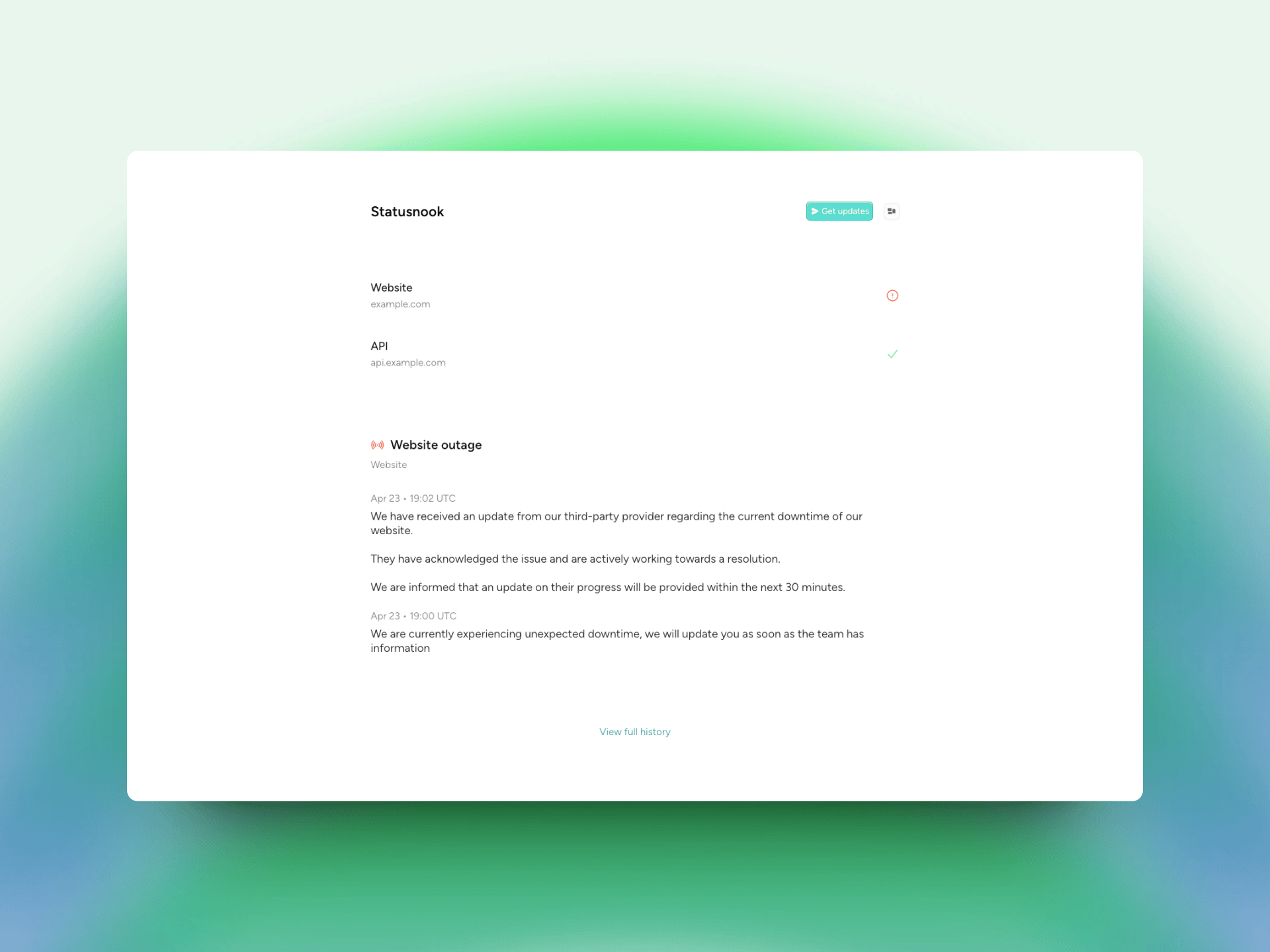 Status page