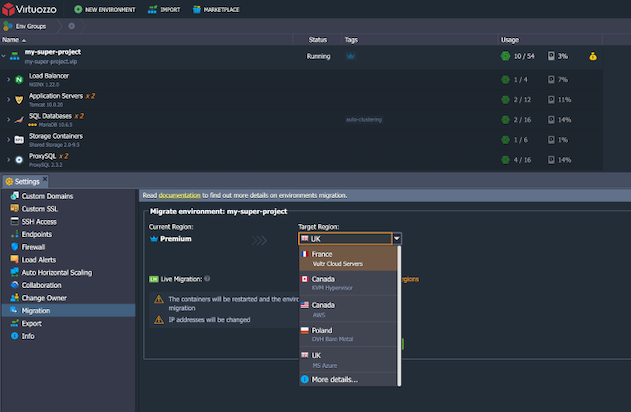 virtuozzo screenshot