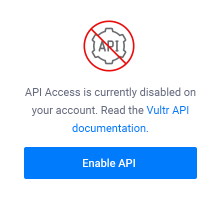 Vultr Control Panel - Enable API