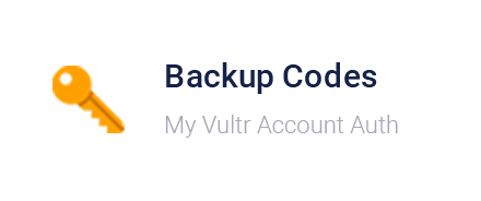 Vultr Control Panel - Backup Codes