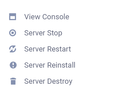 Vultr Control Panel - Server Actions